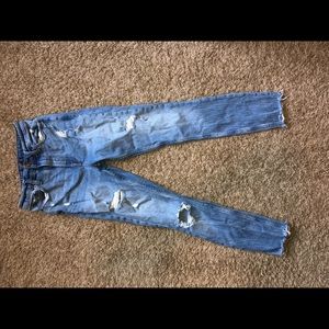 High Rise Slim Ripped Jeans